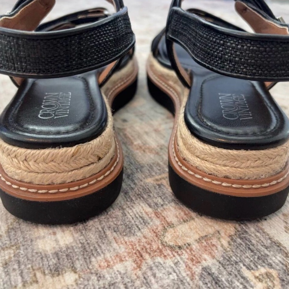 Black Women's Platform Sandal with Rope Trim, Size 10 - Picture 4 of 8